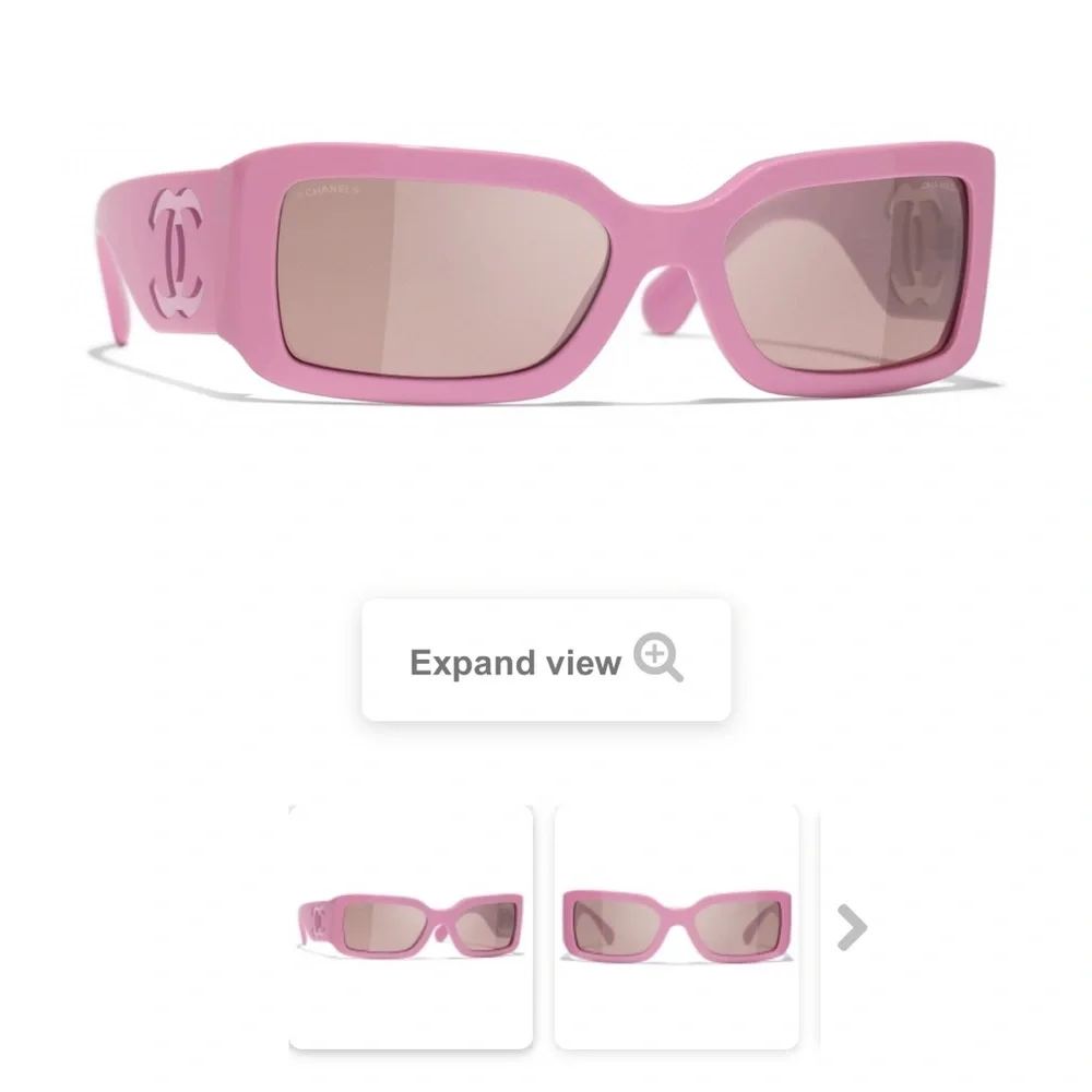 CHANEL Pink Rectangular Sunglasses with CC Cutout Temples - Picture 13 of 13